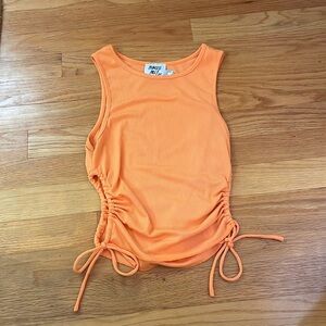 Princess Polly Ribbed Orange Tank Top with Side Cut-Outs